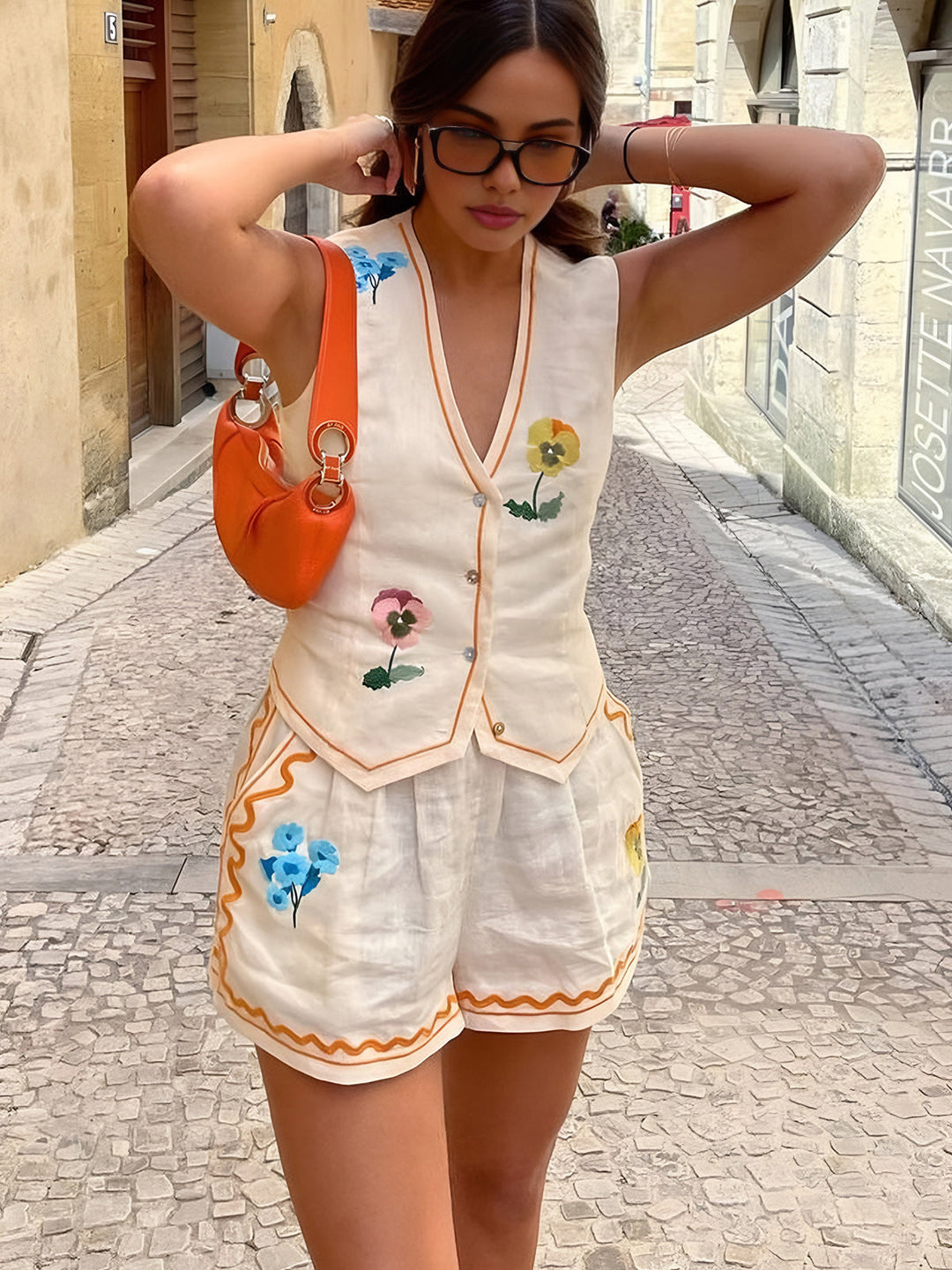 Blumenmuster-Shorts-Set