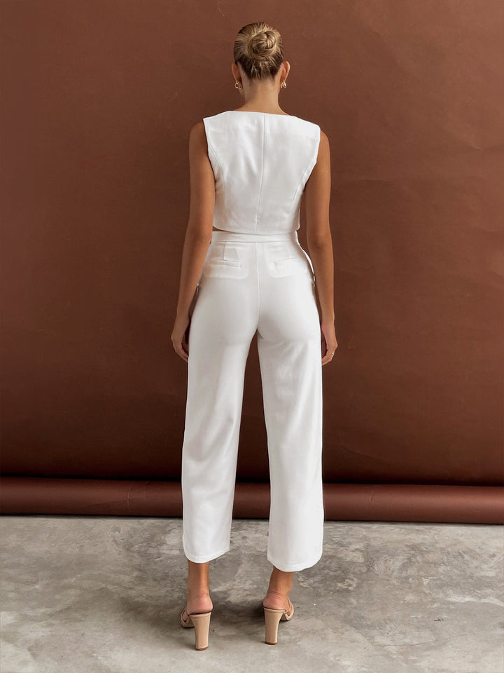 Einfarbig asymmetrische Hose mit geradem Bein Set
