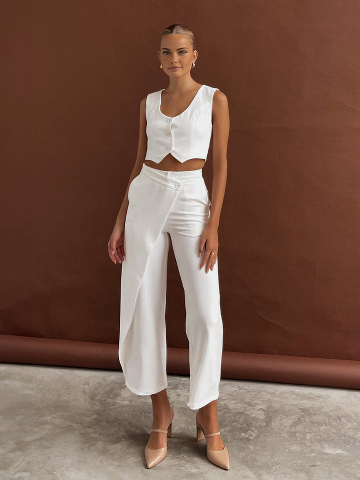 Einfarbig asymmetrische Hose mit geradem Bein Set