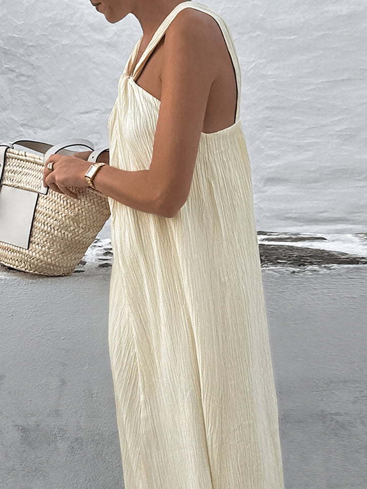 Cremiges Neckholder-Maxikleid