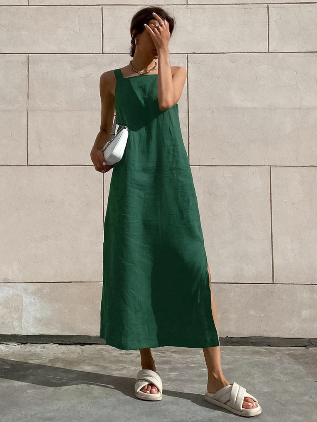 Minimalistischer Baumwoll-Cami-Maxikleid