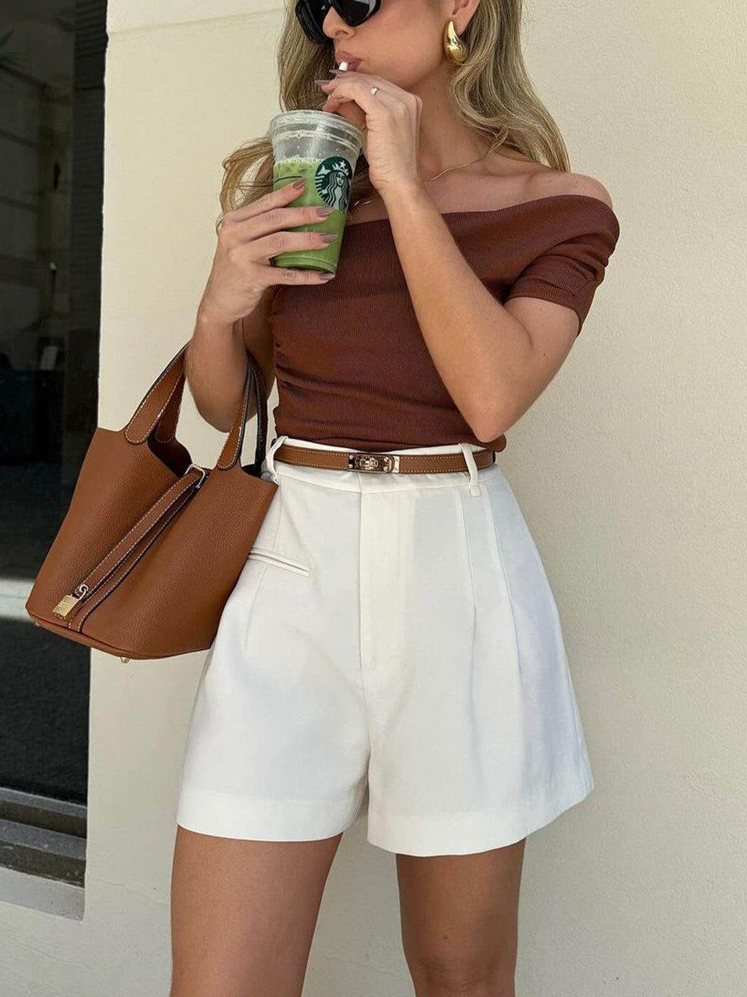 Semi-Sheer Mid-Waist Shorts Ohne Gürtel