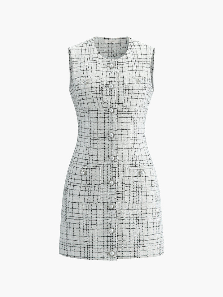 Kleid mit Karomuster und Perlenknöpfen