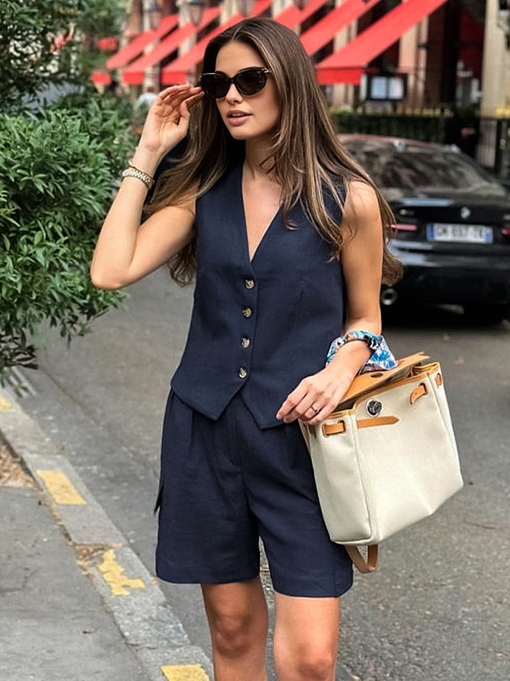 Reine Baumwoll-Shorts mit maßgeschneiderten Taschen im lässigen Stil