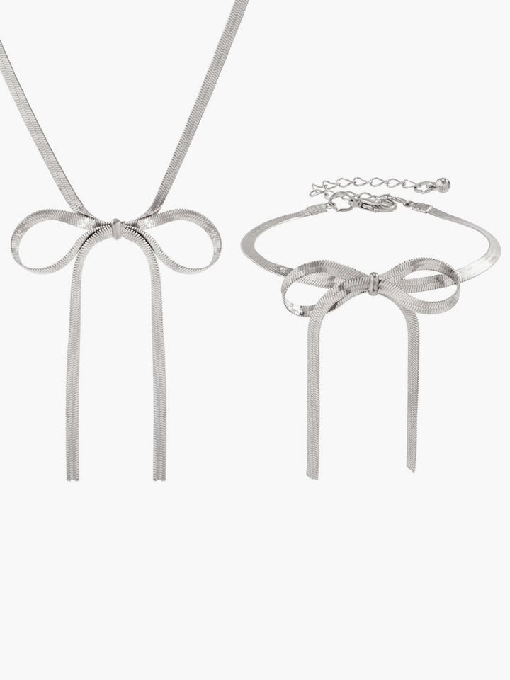 Schleifen-Quasten-Halsketten-Armband-Set