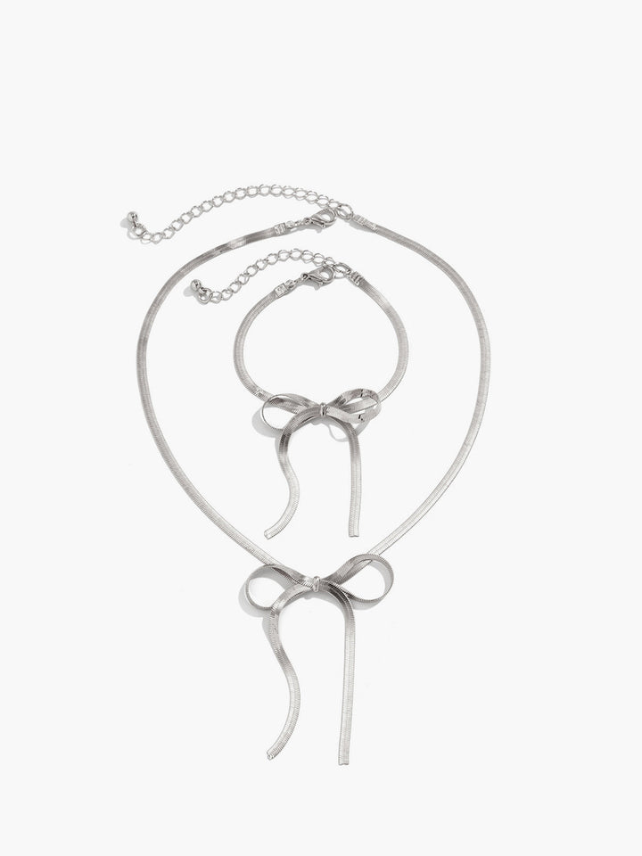 Schleifen-Quasten-Halsketten-Armband-Set