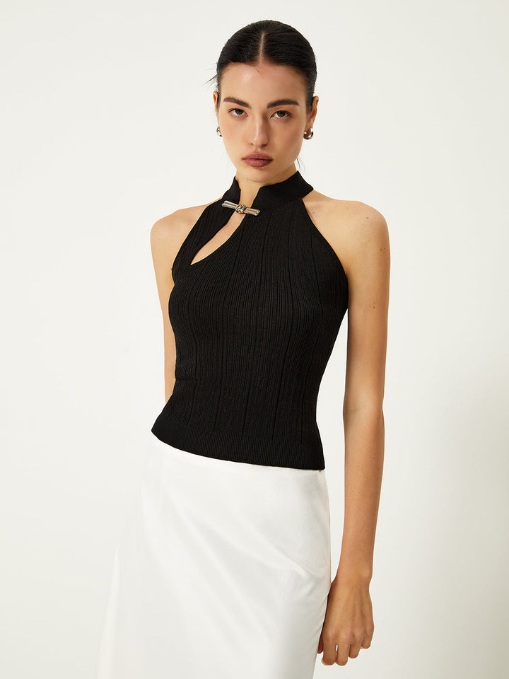 Asymmetrischer Pullover-Weste mit Knöpfen