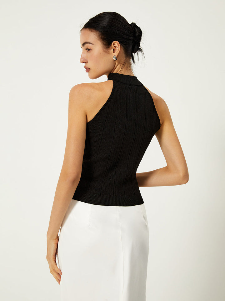 Asymmetrischer Pullover-Weste mit Knöpfen
