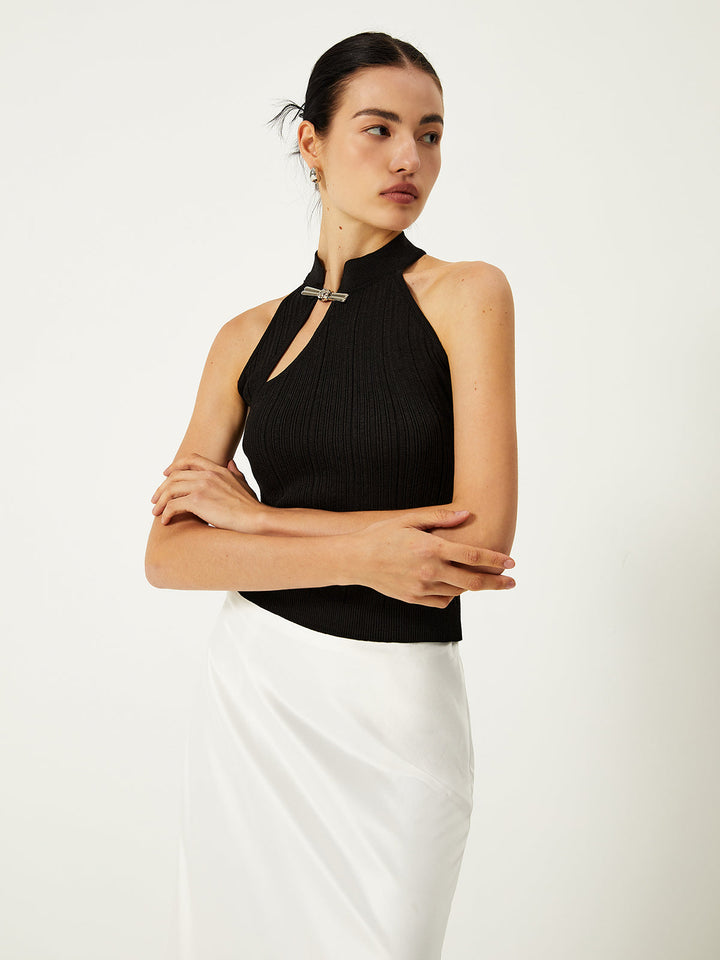 Asymmetrischer Pullover-Weste mit Knöpfen