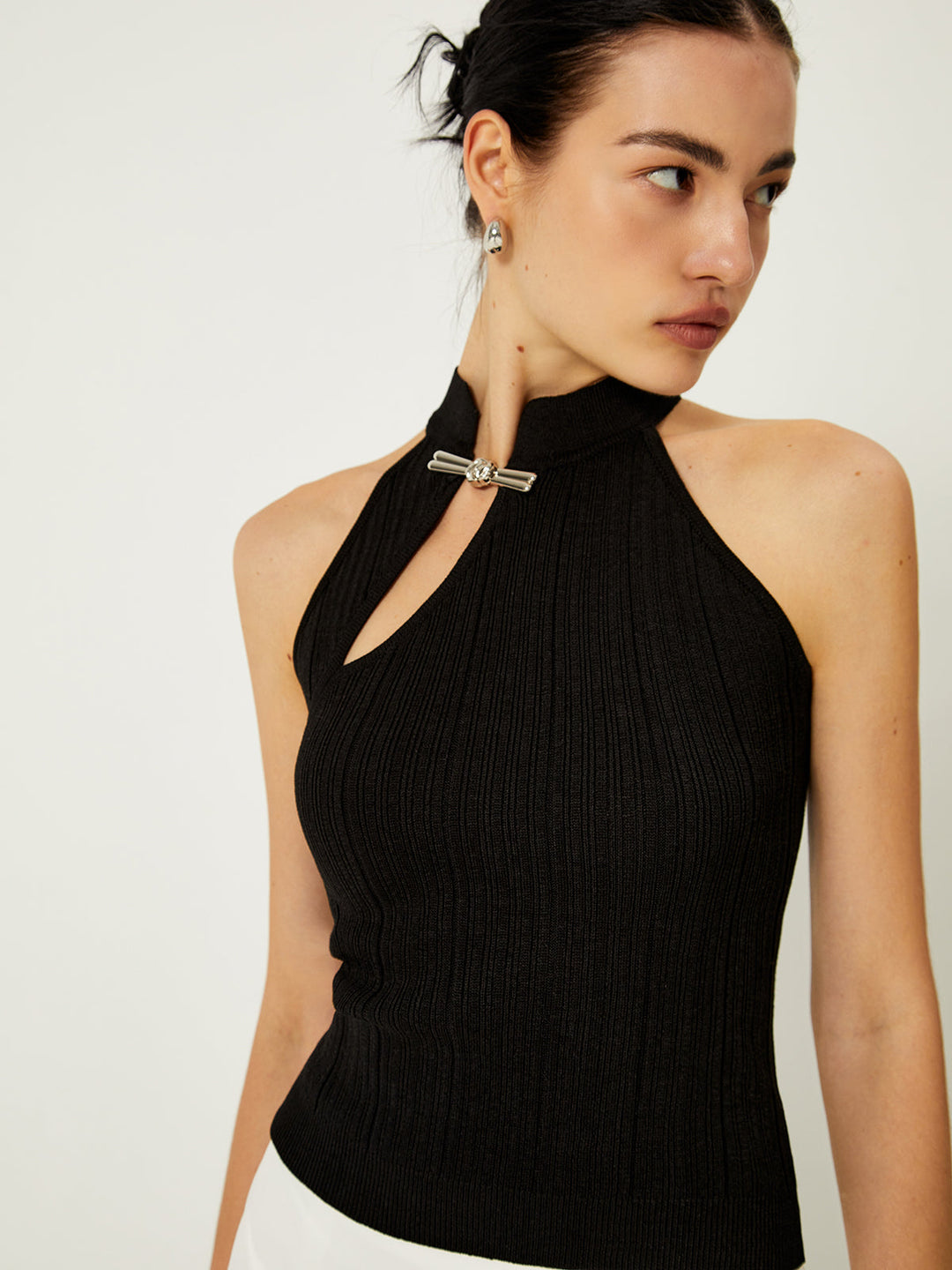 Asymmetrischer Pullover-Weste mit Knöpfen