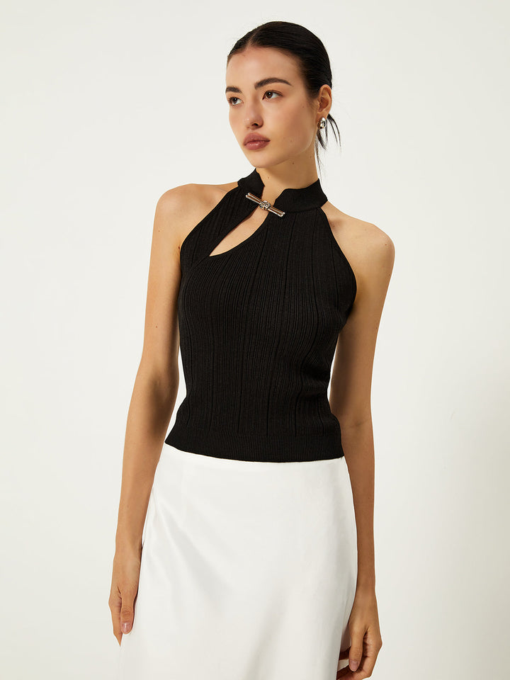 Asymmetrischer Pullover-Weste mit Knöpfen
