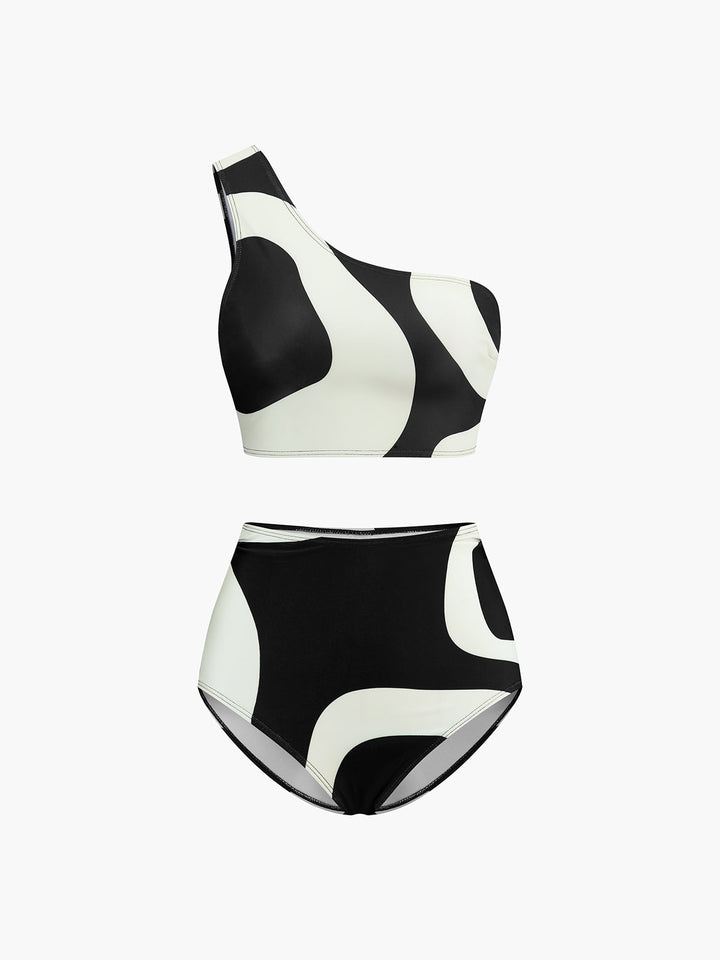Zweiteiliges Bikini-Set mit asymmetrischem Ausschnitt