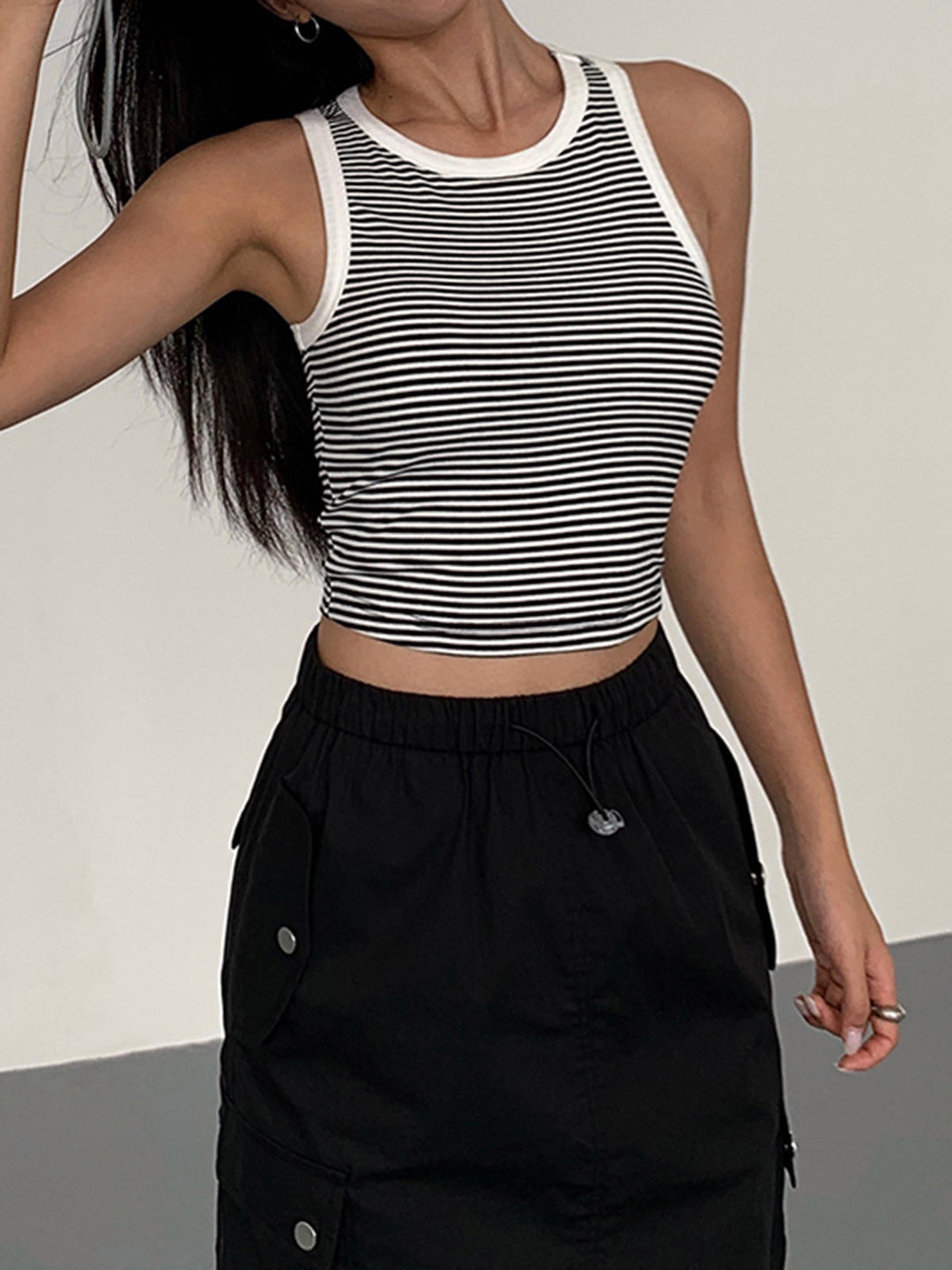 Gestreifter Rundhals-Tanktop