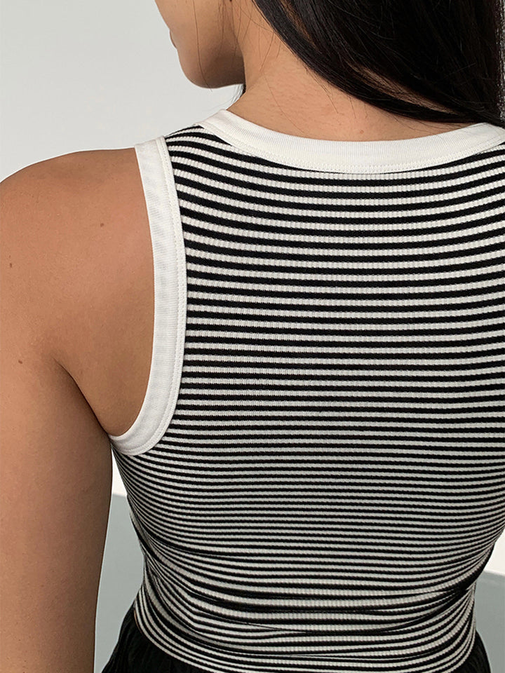 Gestreifter Rundhals-Tanktop