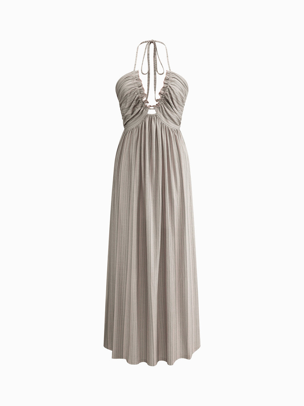 Rückenfreies U-Neck Neckholder-Langarmkleid