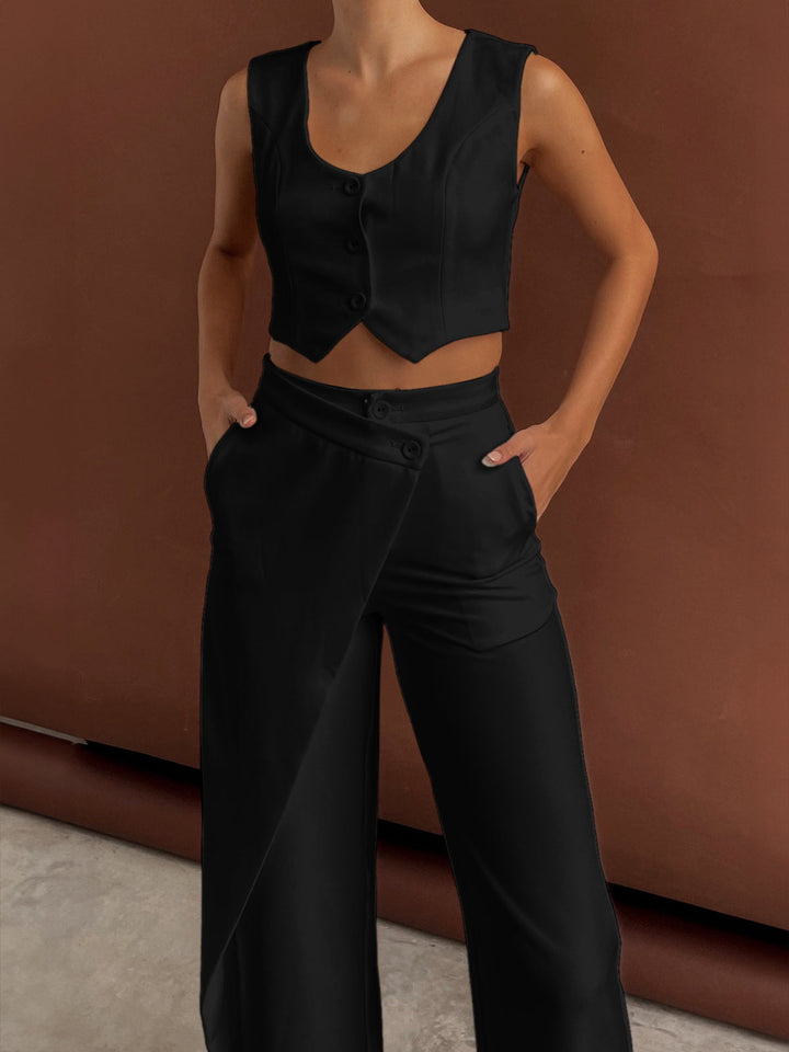 Einfarbig asymmetrische Hose mit geradem Bein Set