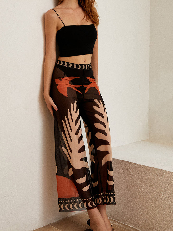Vogeldruk Sheer Mesh Broek