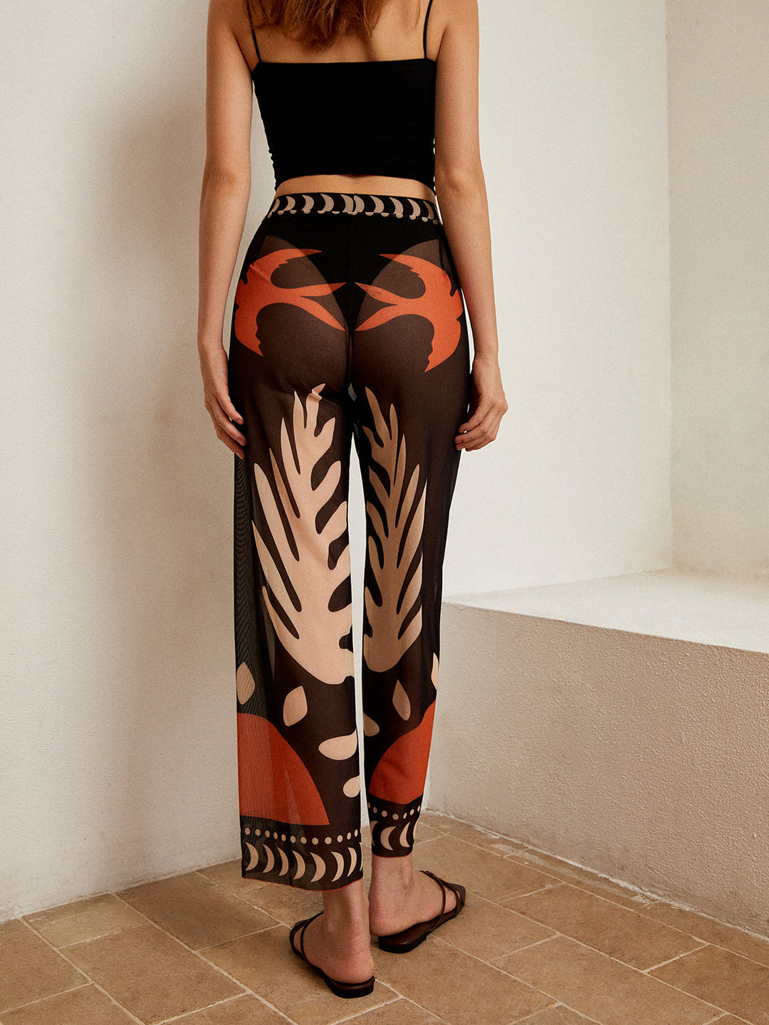Vogeldruk Sheer Mesh Broek