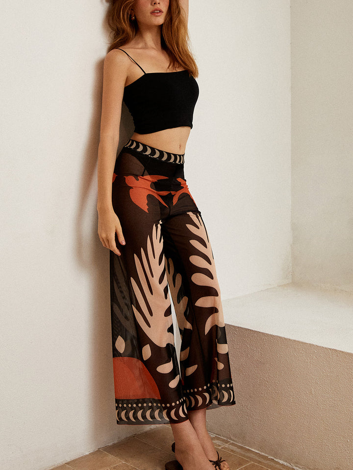 Vogeldruk Sheer Mesh Broek
