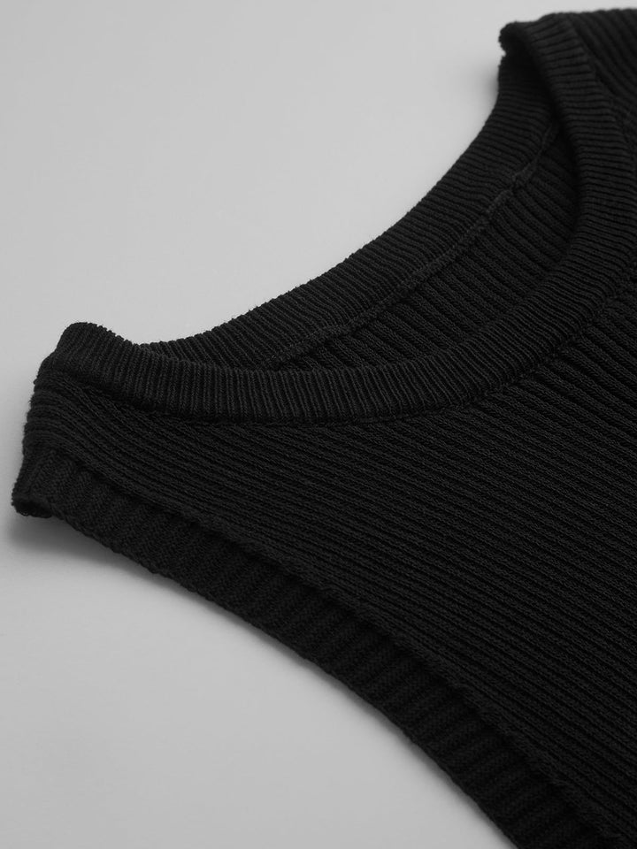 Kontrastbesetzter schmaler Pullover-Weste