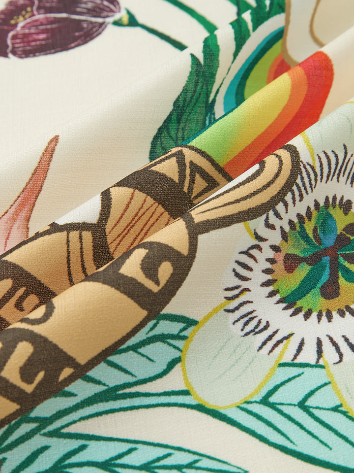 Kurzes Kleid mit Kragen und Gürtel Print