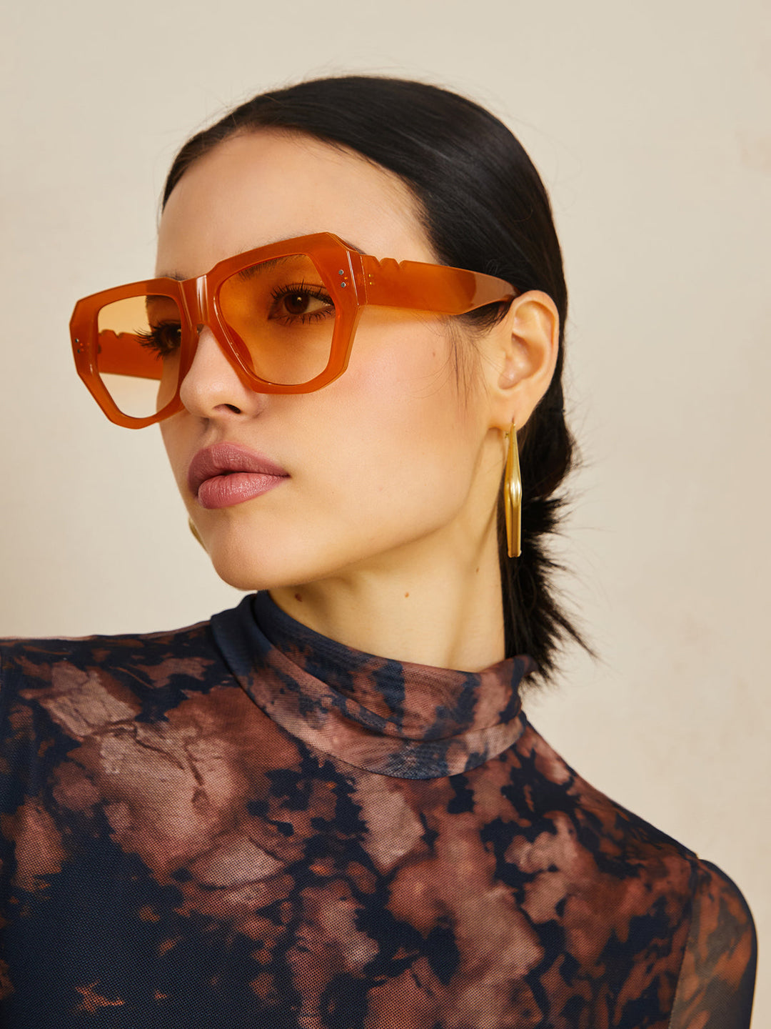 Vintage Polygon Cat Eye Nieten Sonnenbrille