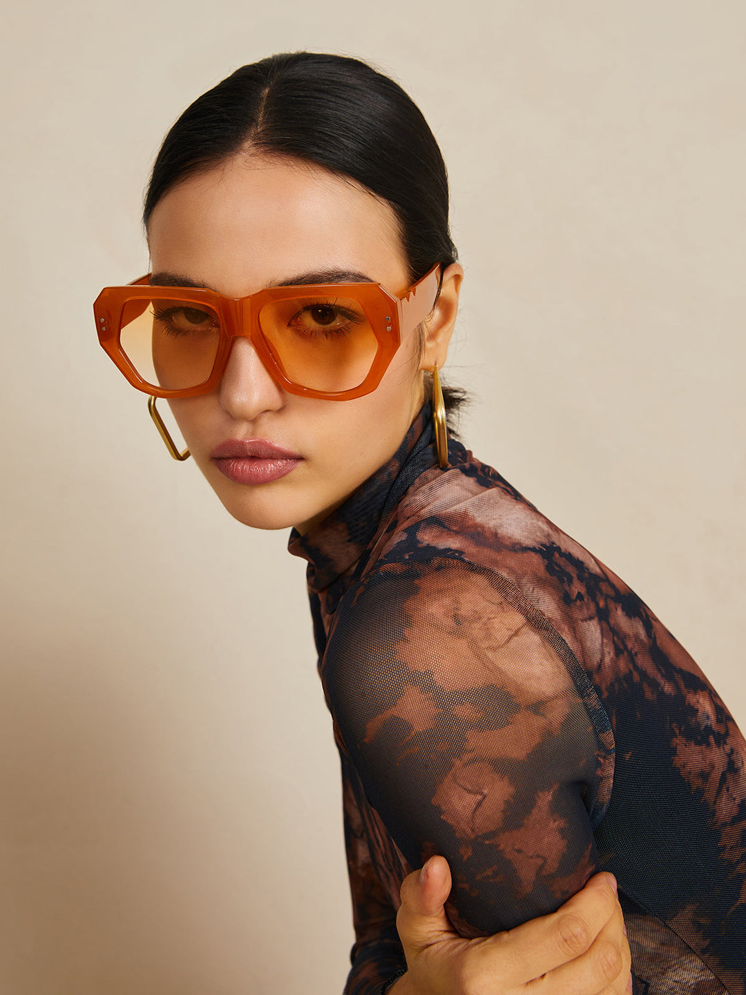 Vintage Polygon Cat Eye Nieten Sonnenbrille