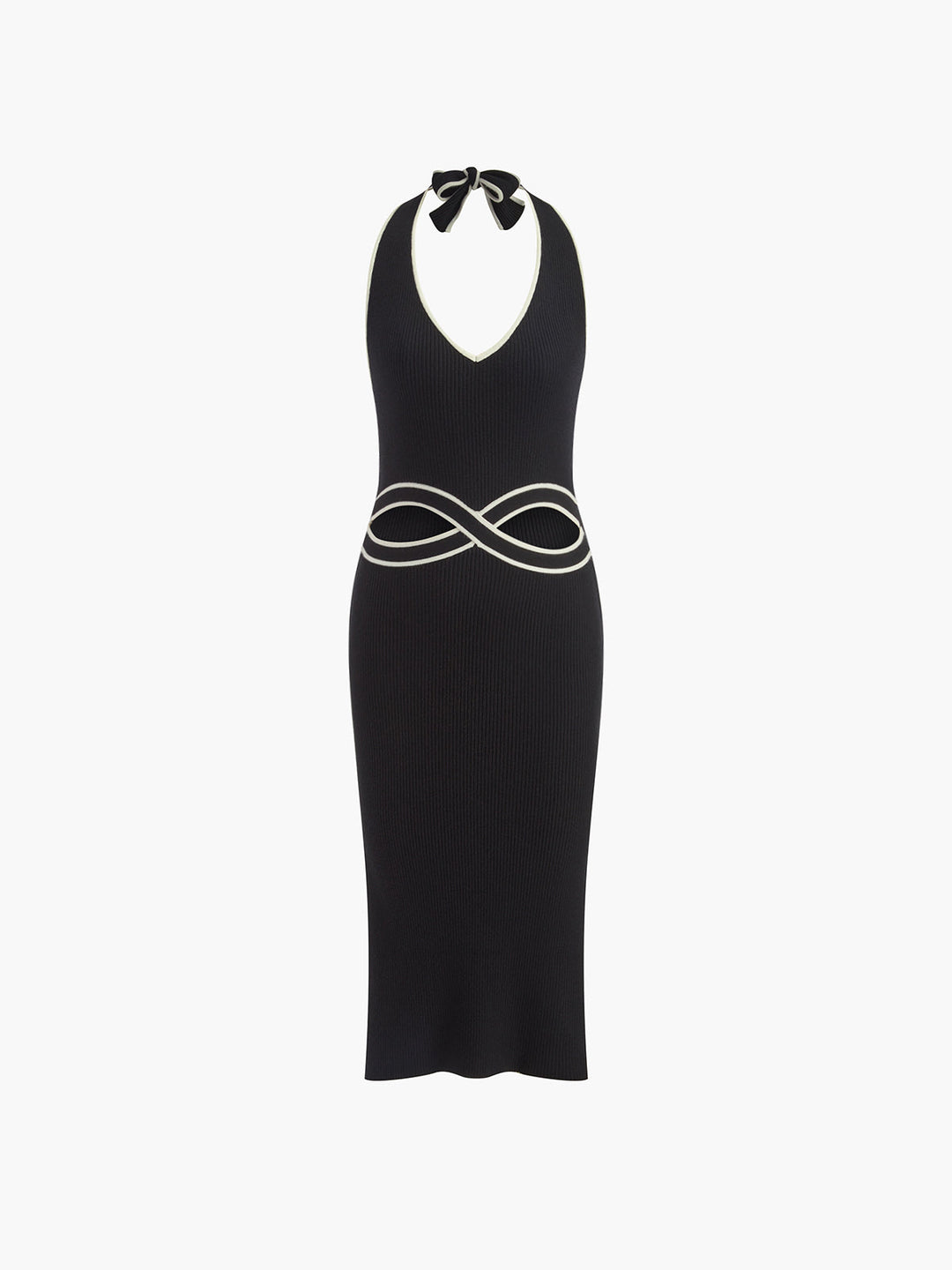 V-Ausschnitt Neckholder Kleid mit Schlitz
