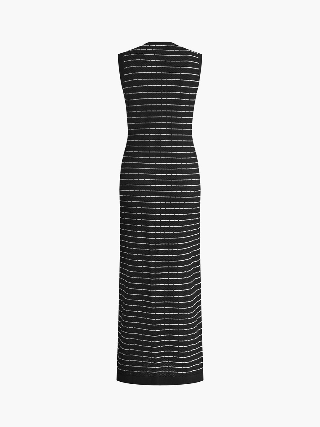 Gestreifter Langarm-Pulloverkleid Aus Metall Mit Knöpfen