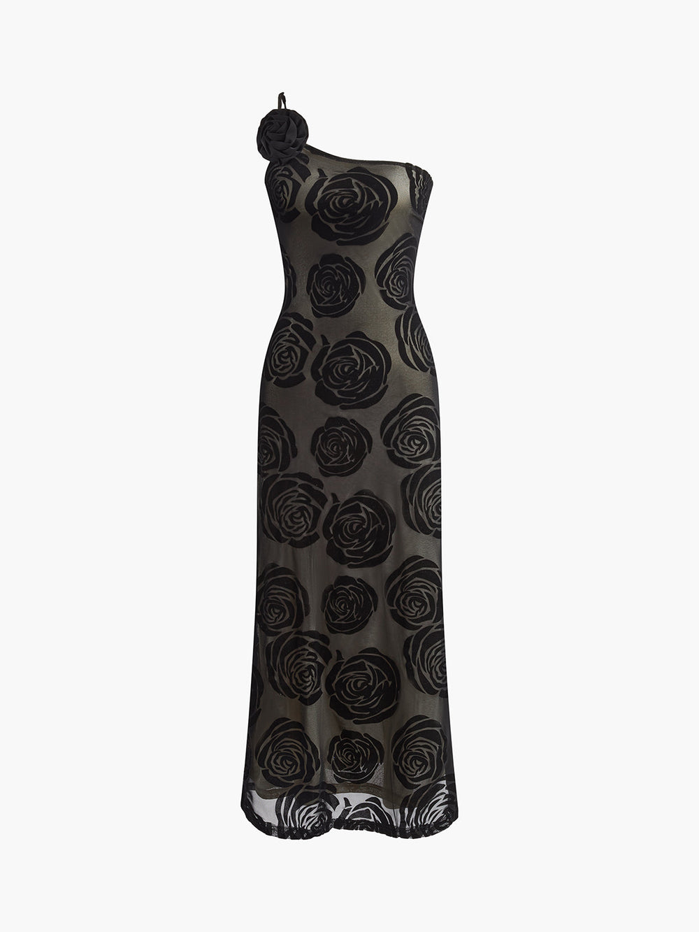 Jacquard-Blumen asymmetrisches Maxikleid