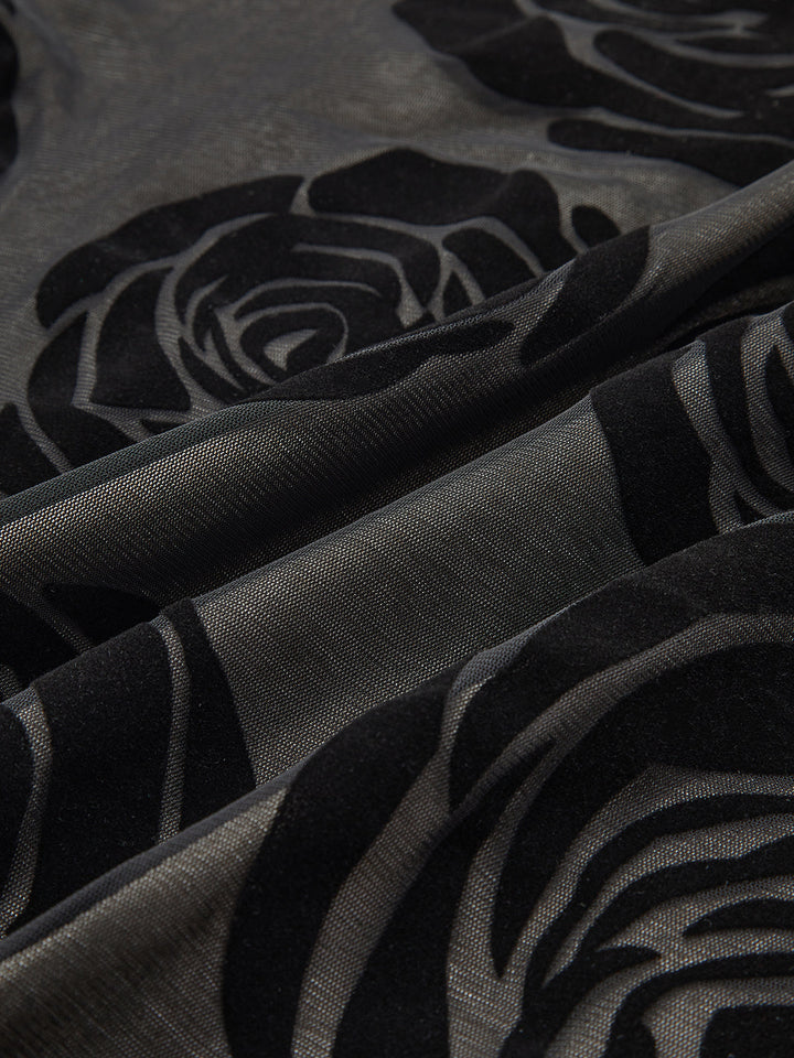 Jacquard-Blumen asymmetrisches Maxikleid