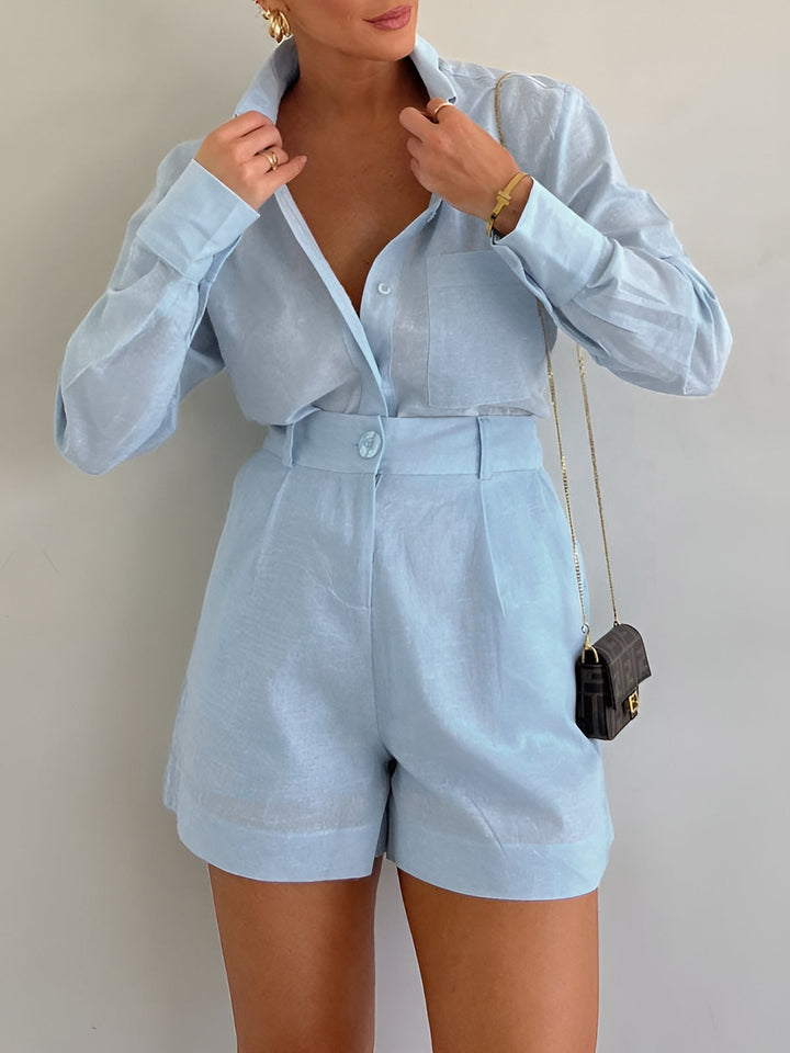 Langarm Loose Shorts Set