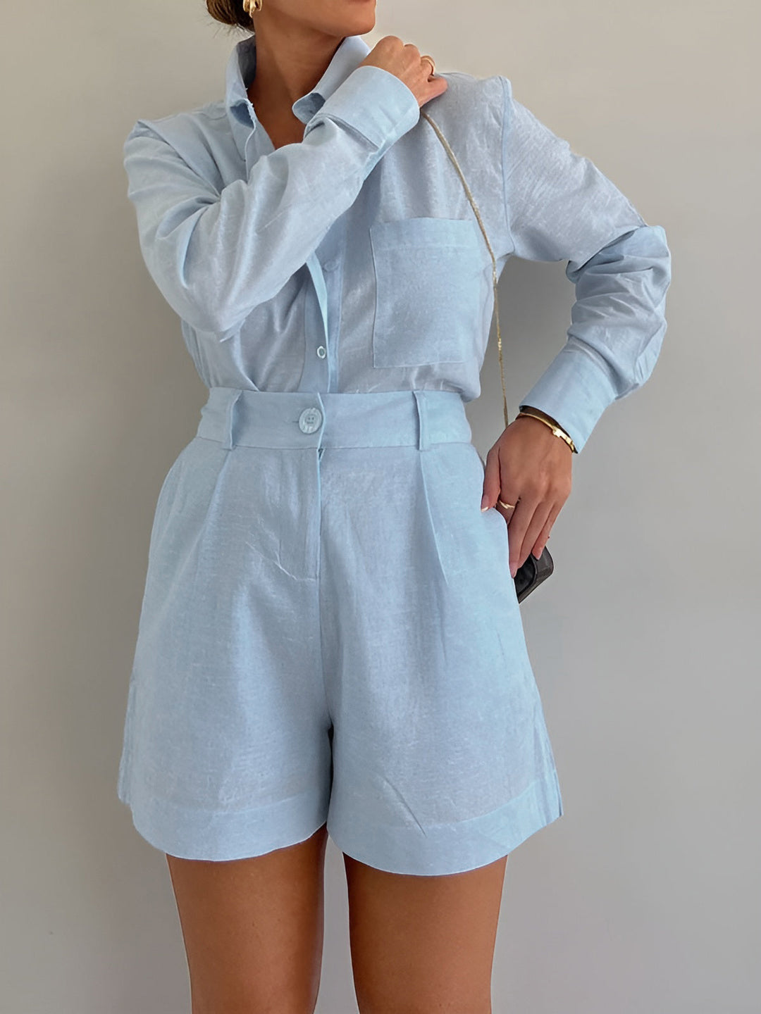 Langarm Loose Shorts Set