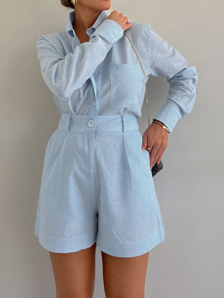 Langarm Loose Shorts Set