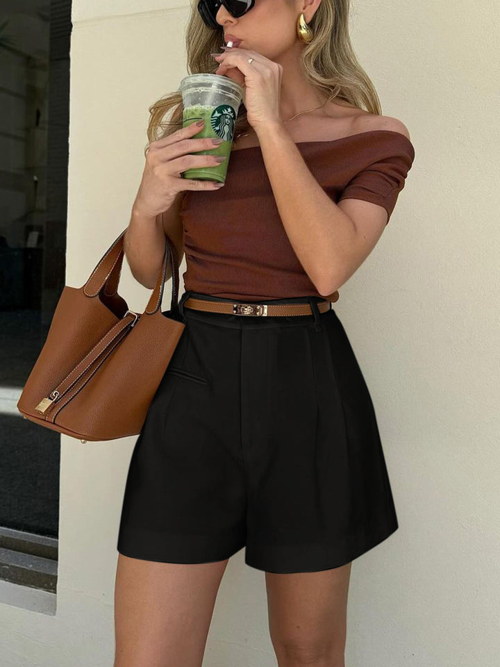 Semi-Sheer Mid-Waist Shorts Ohne Gürtel