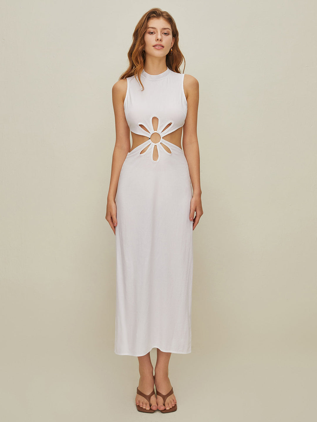 Halbtransparente Kleid mit Stehkragen und Rückenausschnitt