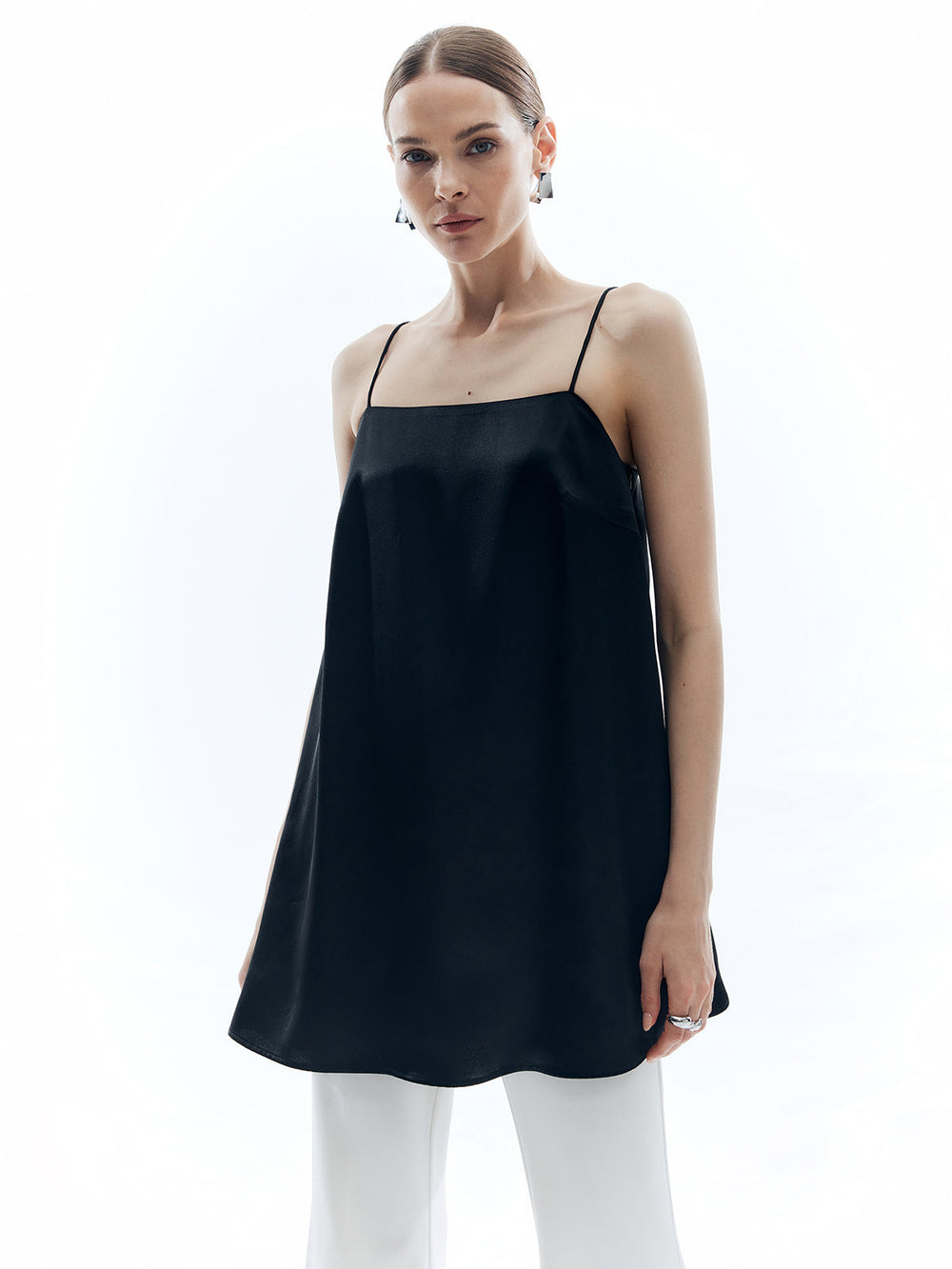 Satin Uni Lässiges Trägertop