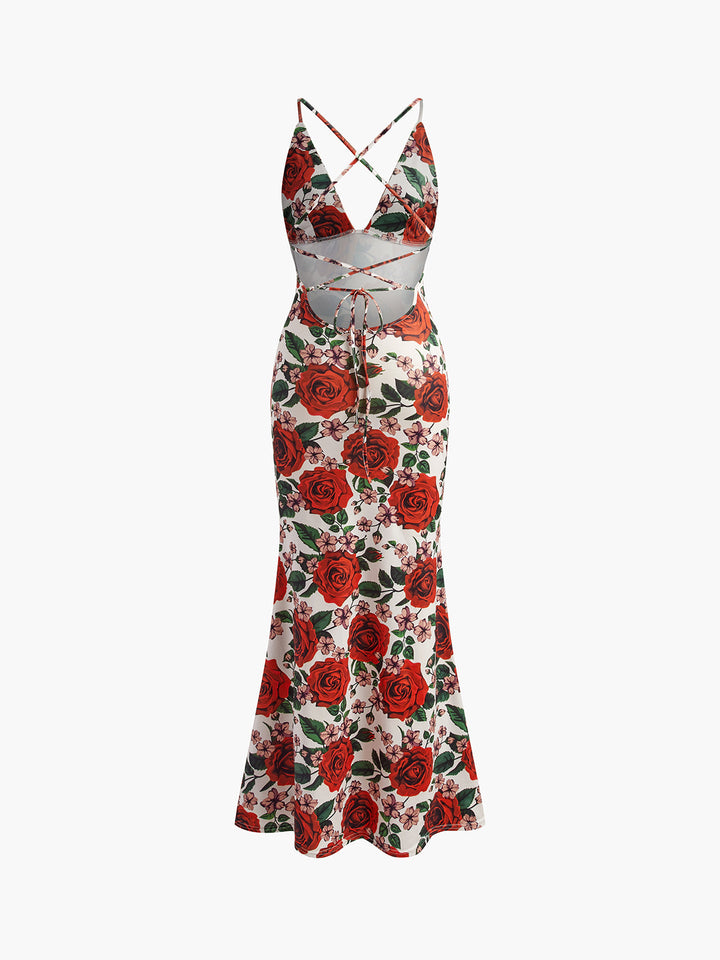 Rückenfreies Blumen-Maxikleid