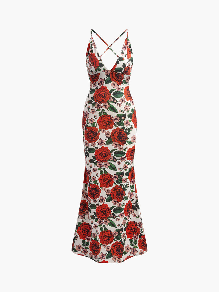 Rückenfreies Blumen-Maxikleid