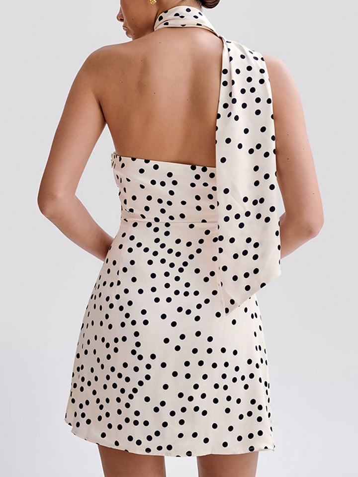 Satin Polka Dot Asymmetrisches Kleid