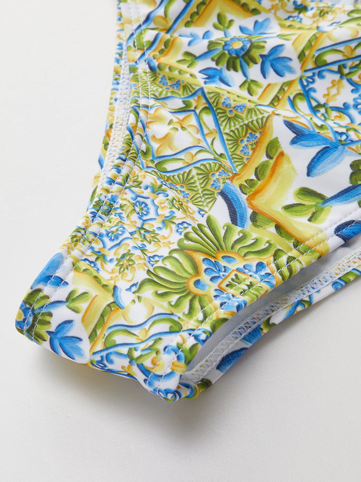 Trägerloser Print-Bikini mit Knoten