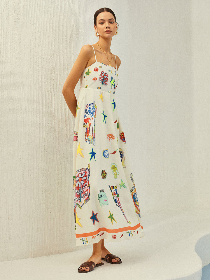 Verstellbares Trägerkleid mit Taschen