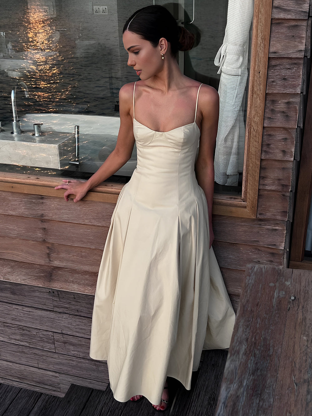 Falten-Cami-Maxikleid