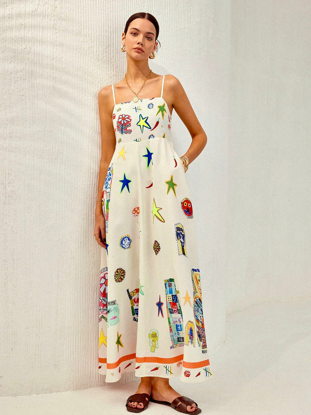 Verstellbares Trägerkleid mit Taschen