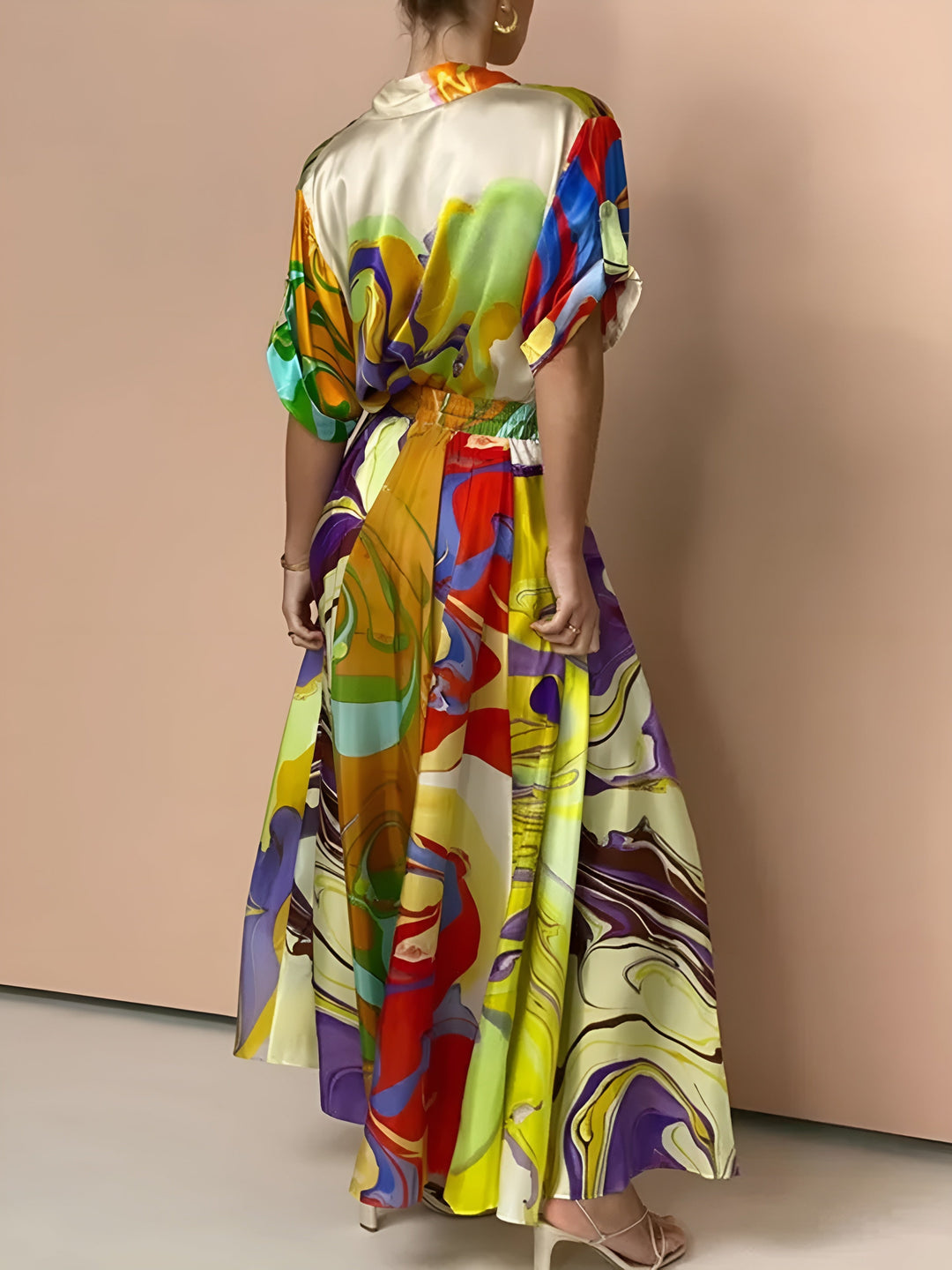 Satin-Print-Rock-Set-mit-Kordelzug