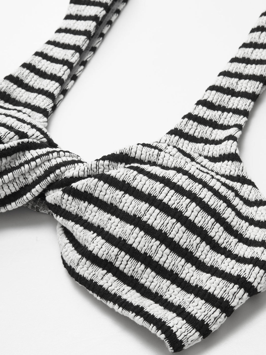 Geknotztes Streifen-Strick-Bikini-Set