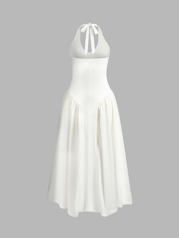Halfterkleid mit halbtransparentem Rückenausschnitt und Reißverschluss