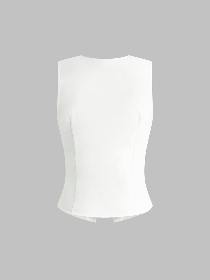 Leinenmischung Hemdkragen Tanktop