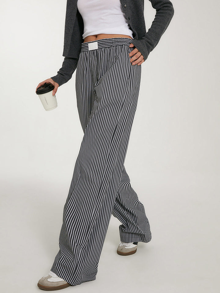 Legere Gestreifte Hosen mit weitem Bein