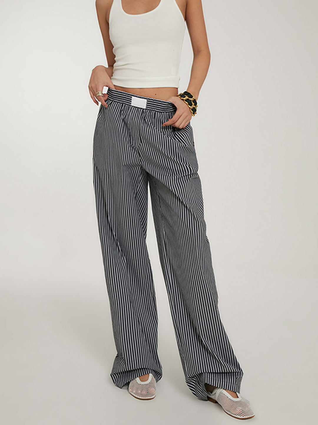 Legere Gestreifte Hosen mit weitem Bein